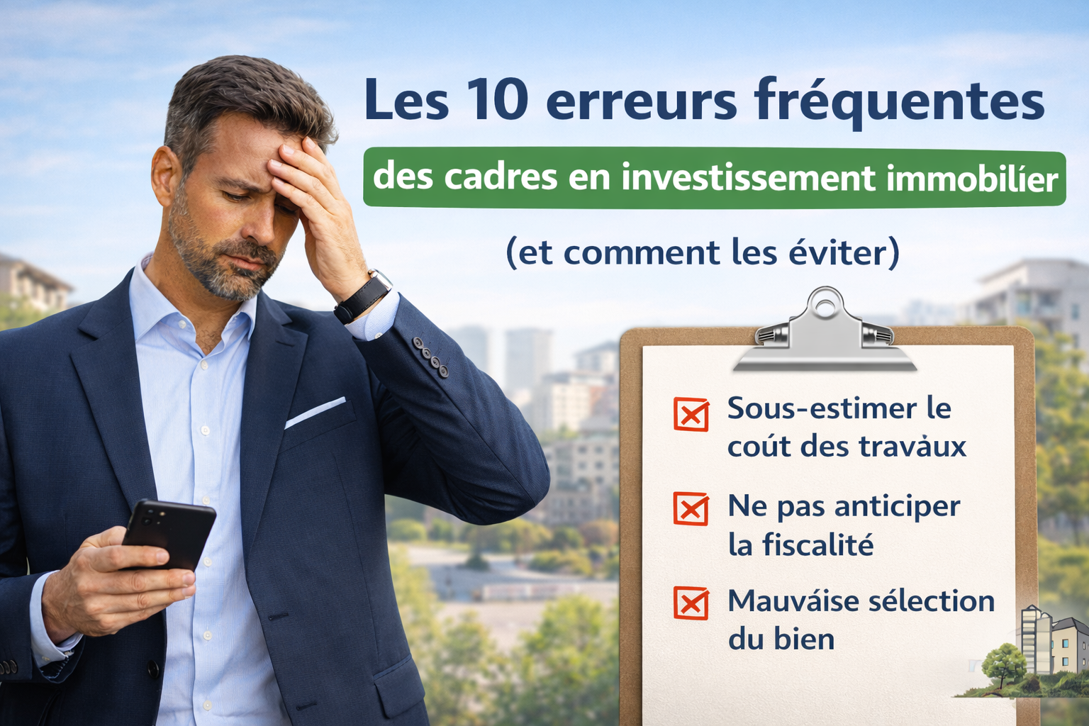 Les 10 erreurs fréquentes des cadres en investissement immobilier (et comment les éviter)